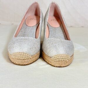 Women’s J.Crew Seville Espadrille Wedge Metallic Canvas Size 7